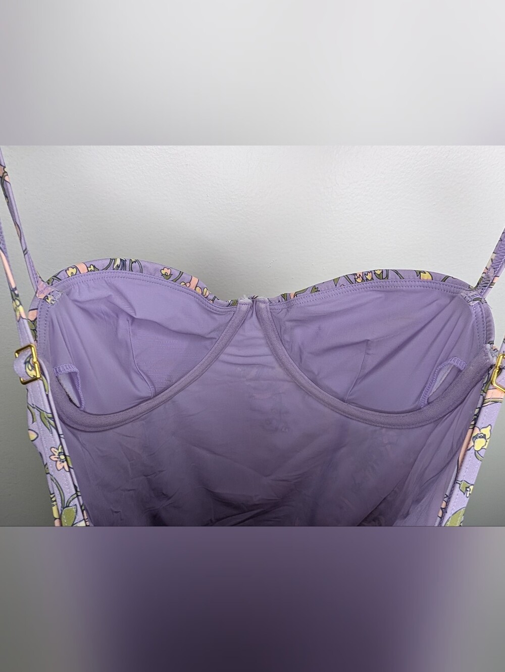 NWT Tory Burch Lilac Garden Medallion Underwire One Piece Swimsuit Size XS New - Picture 5 of 16